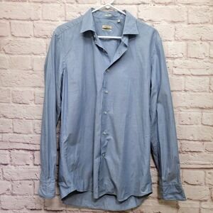 Himon's Luxury Italian Button Shirt Mens 41-16 (L) Slim Fit Muted Light‎ Blue
